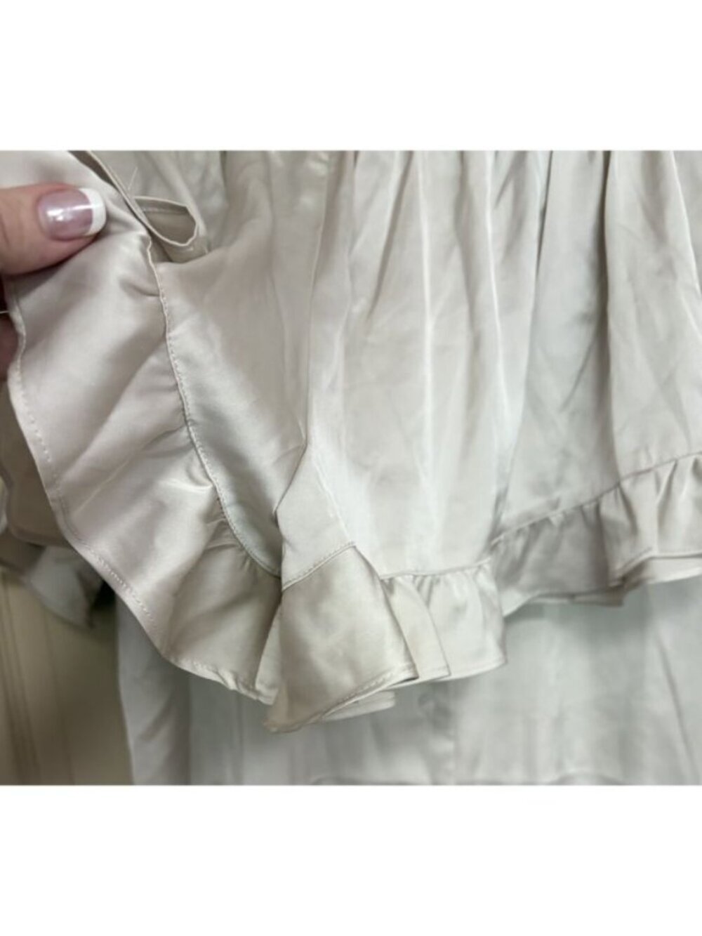 Birdie Gray Ester 2 Piece Satin Champagne Shortie Pajama Set - Picture 8 of 10